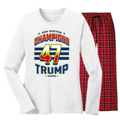 2024 Presidential Election Champions Trump Vance Women's Long Sleeve Flannel Pajama Set 