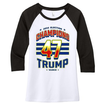 2024 Presidential Election Champions Trump Vance Women's Tri-Blend 3/4-Sleeve Raglan Shirt