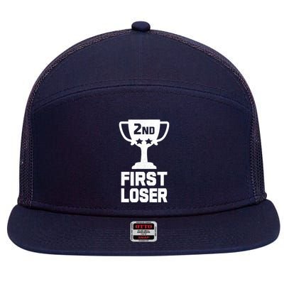 2nd Place First Loser Funny Second Place Trophy 7 Panel Mesh Trucker Snapback Hat