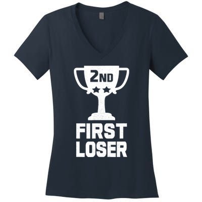2nd Place First Loser Funny Second Place Trophy Women's V-Neck T-Shirt