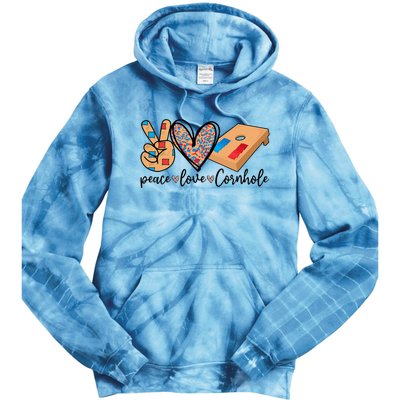 2pNJ Peace Love Cornhole Board Bag Toss Game Cornhole lover Tie Dye Hoodie