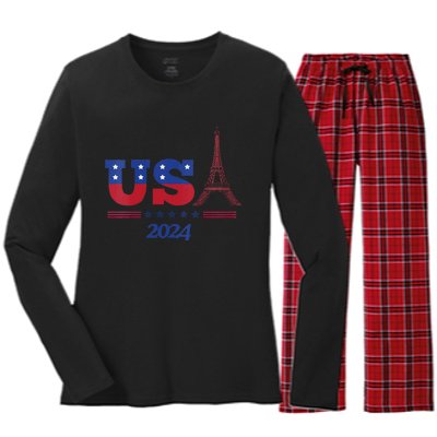 2024 Paris Sport Games Women's Long Sleeve Flannel Pajama Set 