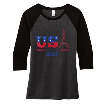 2024 Paris Sport Games Women's Tri-Blend 3/4-Sleeve Raglan Shirt