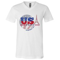 2024 Paris Sport Games Basketball Basket Ball V-Neck T-Shirt