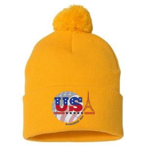 2024 Paris Sport Games Basketball Basket Ball Pom Pom 12in Knit Beanie