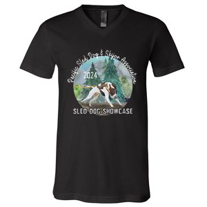 2024 Psdsa Sled Dog Showcase Gsp With Full Color Background V-Neck T-Shirt