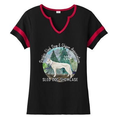 2024 Psdsa Sled Dog Showcase Siberian Full Color Background Ladies Halftime Notch Neck Tee