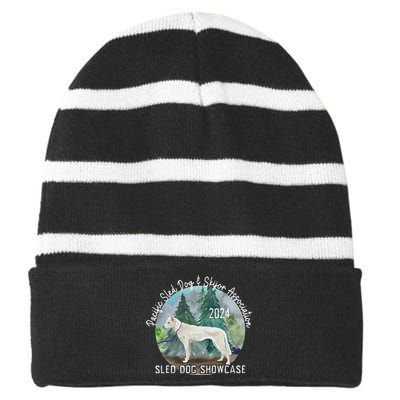 2024 Psdsa Sled Dog Showcase Siberian Full Color Background Striped Beanie with Solid Band