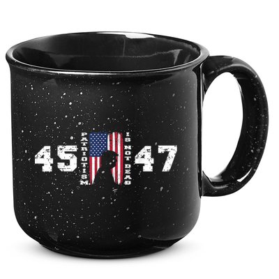 2024 Pro Trump 45 47 Patriotism Is Not Dead Vintage Flag 15oz Campfire Ceramic Mug