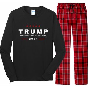 2024 President Trump Make America Wealthy Once Again Maga Long Sleeve Pajama Set