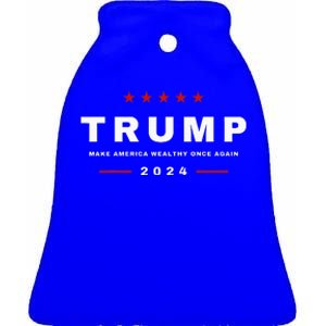 2024 President Trump Make America Wealthy Once Again Maga Ceramic Bell Ornament