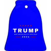 2024 President Trump Make America Wealthy Once Again Maga Ceramic Bell Ornament