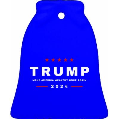 2024 President Trump Make America Wealthy Once Again Maga Ceramic Bell Ornament