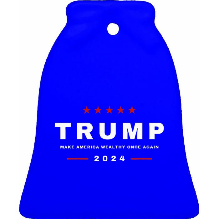 2024 President Trump Make America Wealthy Once Again Maga Ceramic Bell Ornament