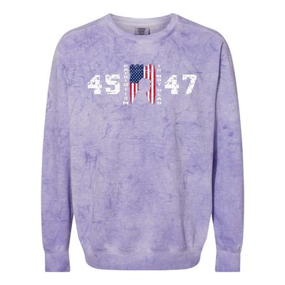 2024 Pro Trump 45 47 Patriotism Is Not Dead Vintage Flag Colorblast Crewneck Sweatshirt