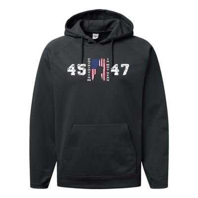 2024 Pro Trump 45 47 Patriotism Is Not Dead Vintage Flag Performance Fleece Hoodie