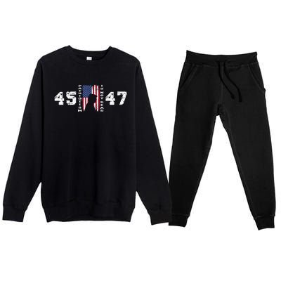 2024 Pro Trump 45 47 Patriotism Is Not Dead Vintage Flag Premium Crewneck Sweatsuit Set