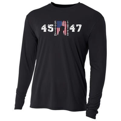 2024 Pro Trump 45 47 Patriotism Is Not Dead Vintage Flag Cooling Performance Long Sleeve Crew