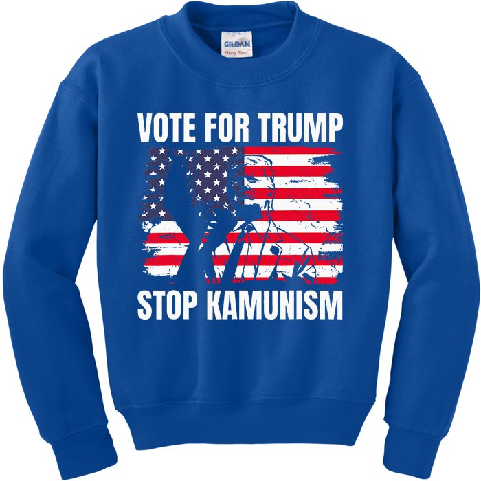 2024 President Vote For Trump Stop Kamunism Save America Kids Sweatshirt