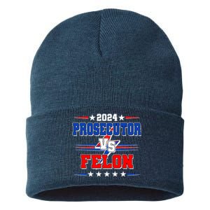 2024 Prosecutor Vs Felon Kamala Vs Trump 2024 Election Sustainable Knit Beanie