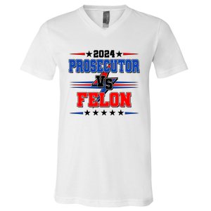 2024 Prosecutor Vs Felon Kamala Vs Trump 2024 Election V-Neck T-Shirt