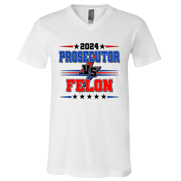 2024 Prosecutor Vs Felon Kamala Vs Trump 2024 Election V-Neck T-Shirt