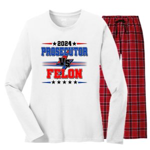 2024 Prosecutor Vs Felon Kamala Vs Trump 2024 Election Women's Long Sleeve Flannel Pajama Set 