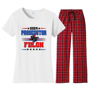 2024 Prosecutor Vs Felon Kamala Vs Trump 2024 Election Women's Flannel Pajama Set