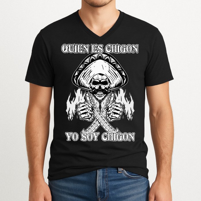 23 Quien Es Chigon TS Front V-Neck T-Shirt
