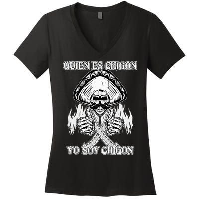 23 Quien Es Chigon TS Front Women's V-Neck T-Shirt