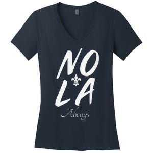 2025 Remember Nola Always Never Forget New Orleans Strong Women's V-Neck T-Shirt