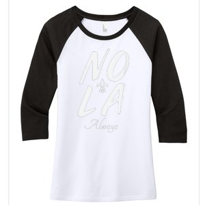 2025 Remember Nola Always Never Forget New Orleans Strong Women's Tri-Blend 3/4-Sleeve Raglan Shirt