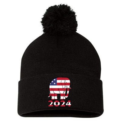 2024 Republican Support Pom Pom 12in Knit Beanie