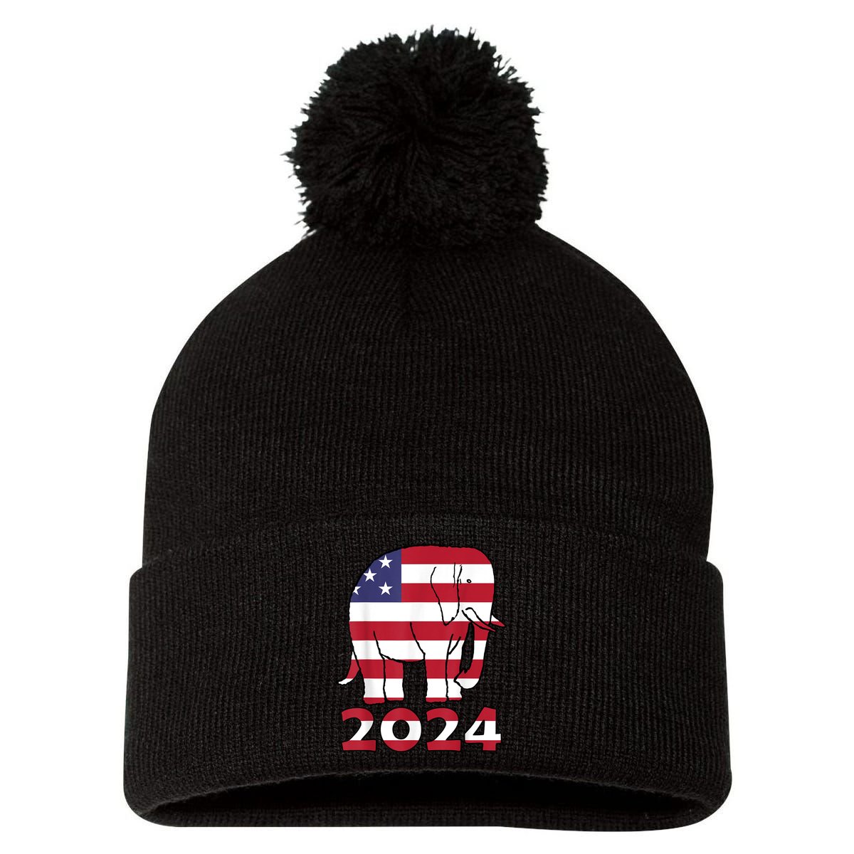2024 Republican Support Pom Pom 12in Knit Beanie