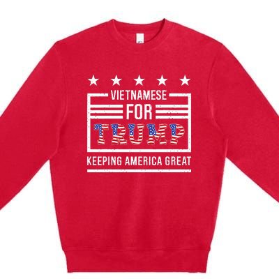 2024 Reelection Trump Vietnamese For Trump Conservative Premium Crewneck Sweatshirt