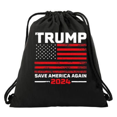 2024.Trump Save America.Again USA Flag Drawstring Bag