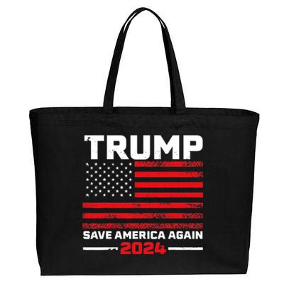 2024.Trump Save America.Again USA Flag Cotton Canvas Jumbo Tote