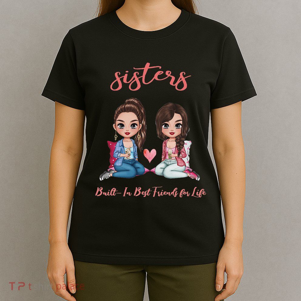 2 Sisters Anime Chibi Built In Best Friends For Life T-Shirt