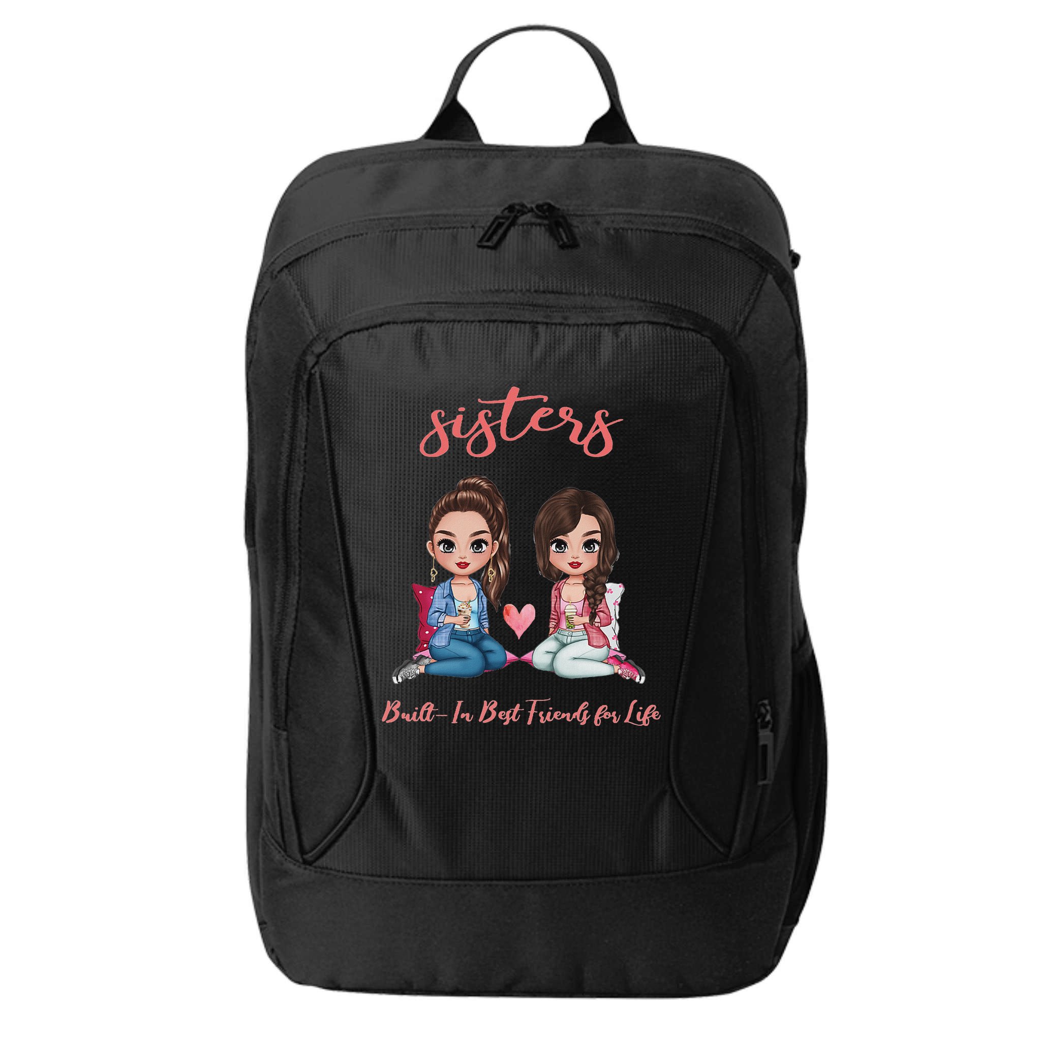 2 Sisters Anime Chibi Built In Best Friends For Life City Backpack