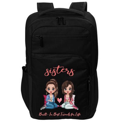 2 Sisters Anime Chibi Built In Best Friends For Life Impact Tech Backpack