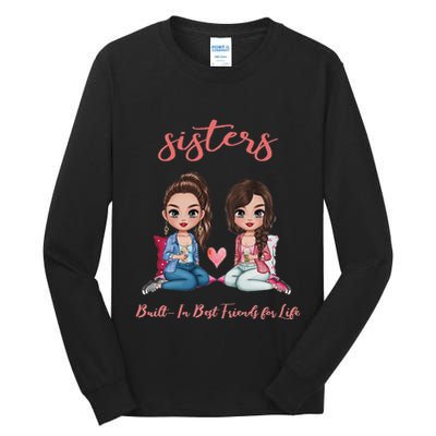 2 Sisters Anime Chibi Built In Best Friends For Life Tall Long Sleeve T-Shirt