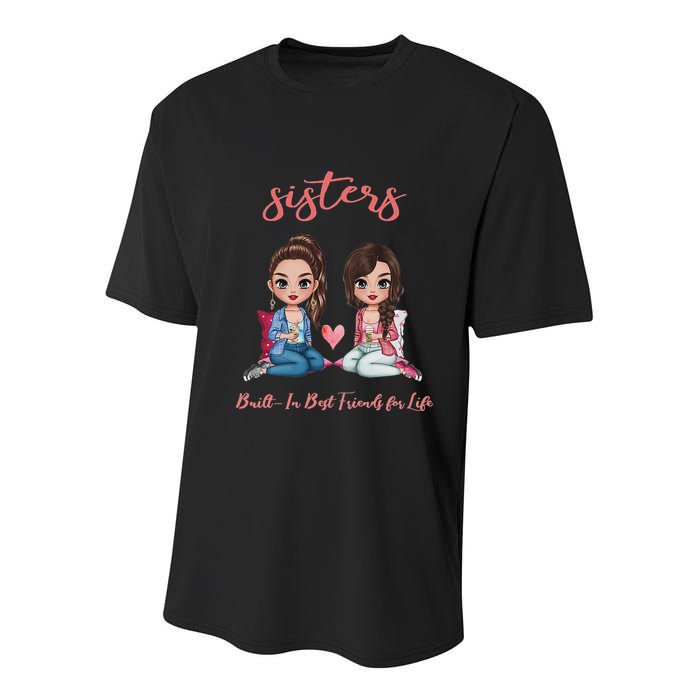 2 Sisters Anime Chibi Built In Best Friends For Life Youth Performance Sprint T-Shirt