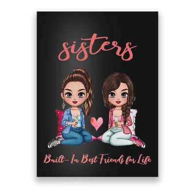 2 Sisters Anime Chibi Built In Best Friends For Life Poster