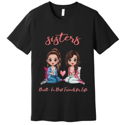 2 Sisters Anime Chibi Built In Best Friends For Life Premium T-Shirt