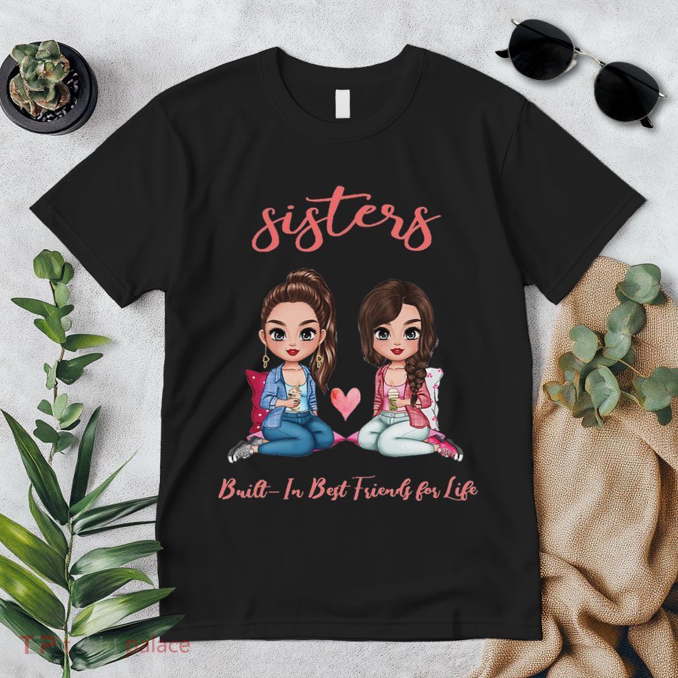 2 Sisters Anime Chibi Built In Best Friends For Life Premium T-Shirt