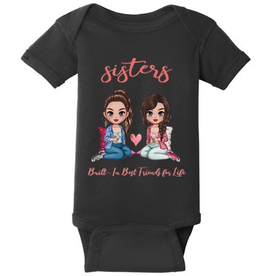 2 Sisters Anime Chibi Built In Best Friends For Life Baby Bodysuit