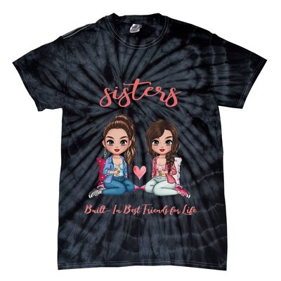 2 Sisters Anime Chibi Built In Best Friends For Life Tie-Dye T-Shirt