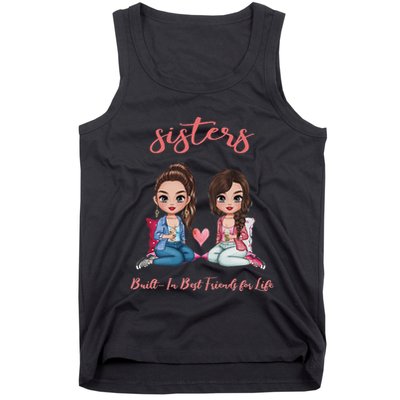 2 Sisters Anime Chibi Built In Best Friends For Life Tank Top