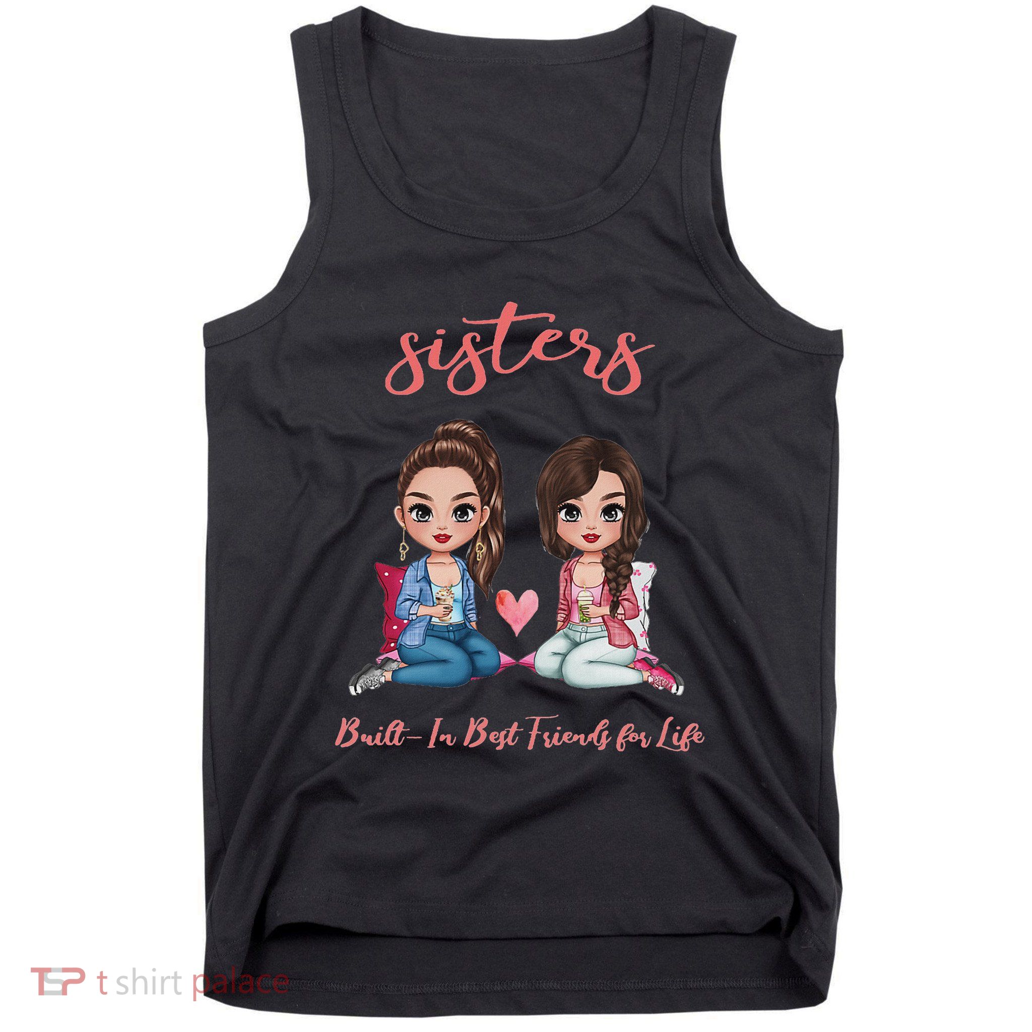 2 Sisters Anime Chibi Built In Best Friends For Life Tank Top