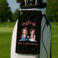 2 Sisters Anime Chibi Built In Best Friends For Life Golf Towel